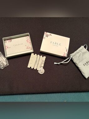 Fable Silver Moon Necklace with Round Locket - unworn nwt